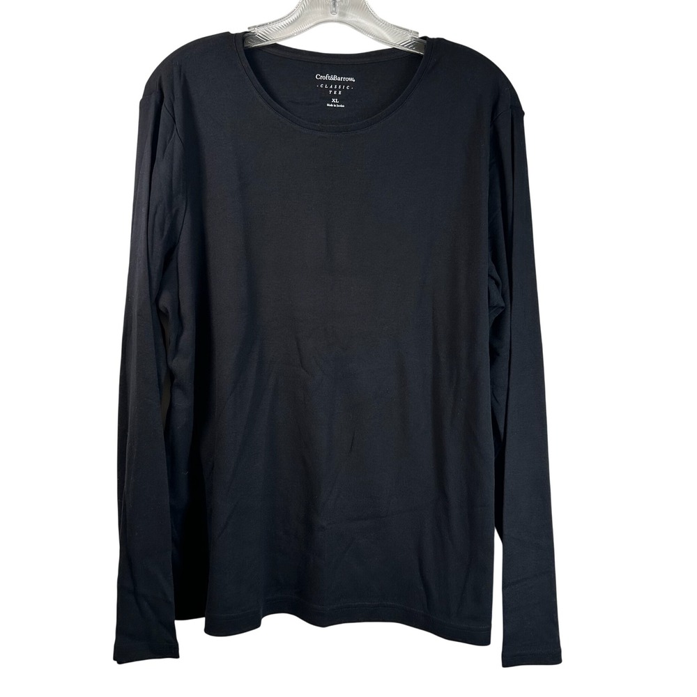 Croft & Barrow Classic Tee Black Long Sleeve Cotton Crewneck XL WC53K046RS